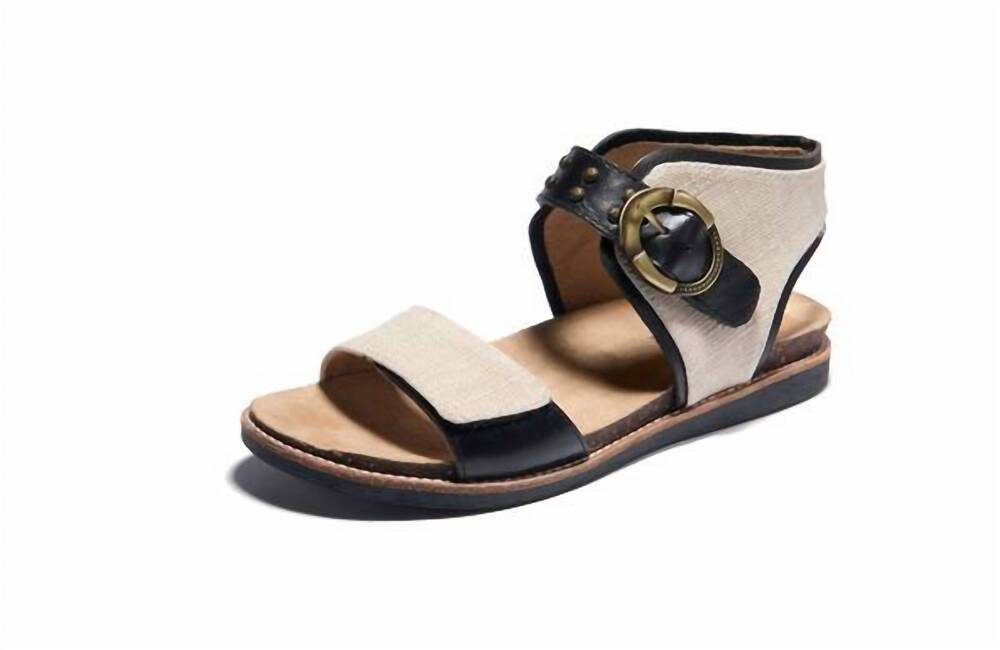 NEW HALSA FOOTWEAR women's bari leather sandals in black/natural